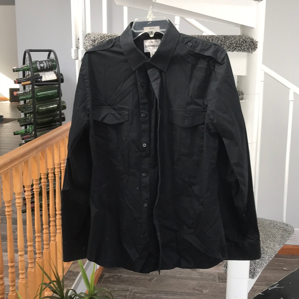 EXPEESS Long Sleeve Dress Button up L